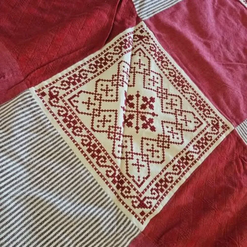 Handmade Embroidered Quilted Square Tablecloth 56